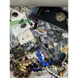 Vintage Costume Jewelry  Button Craft Harvest Repair Junk Lot Almost 5 L…